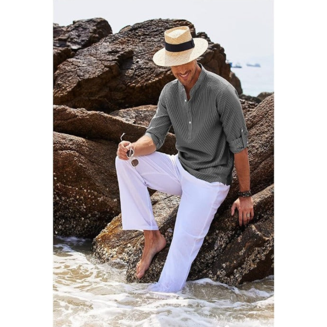Luvo | Chemise d'Été pour Homme à Col Montant