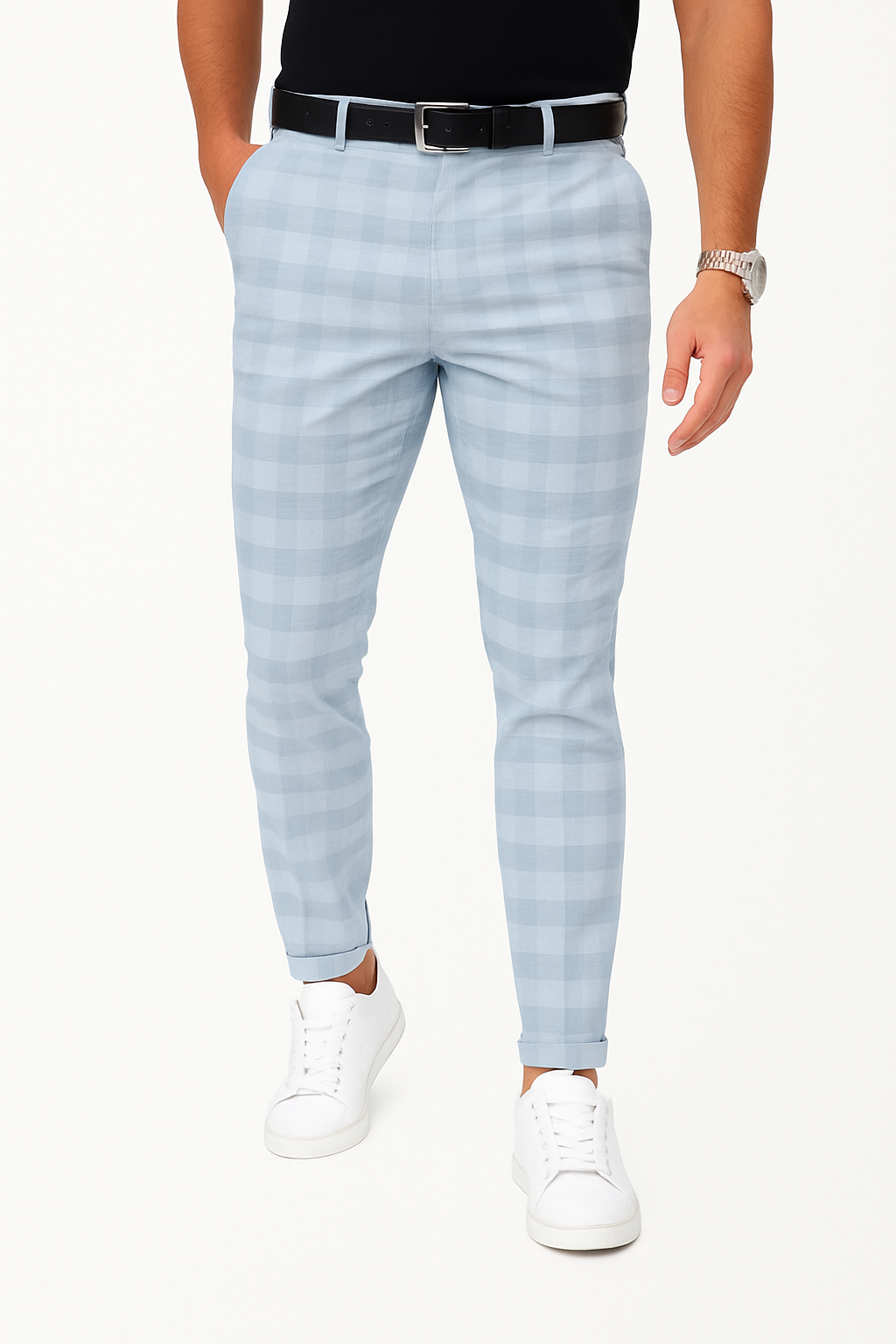 Luvo | Pantalon Homme Slim Fit à Carreaux avec Tissu Stretch