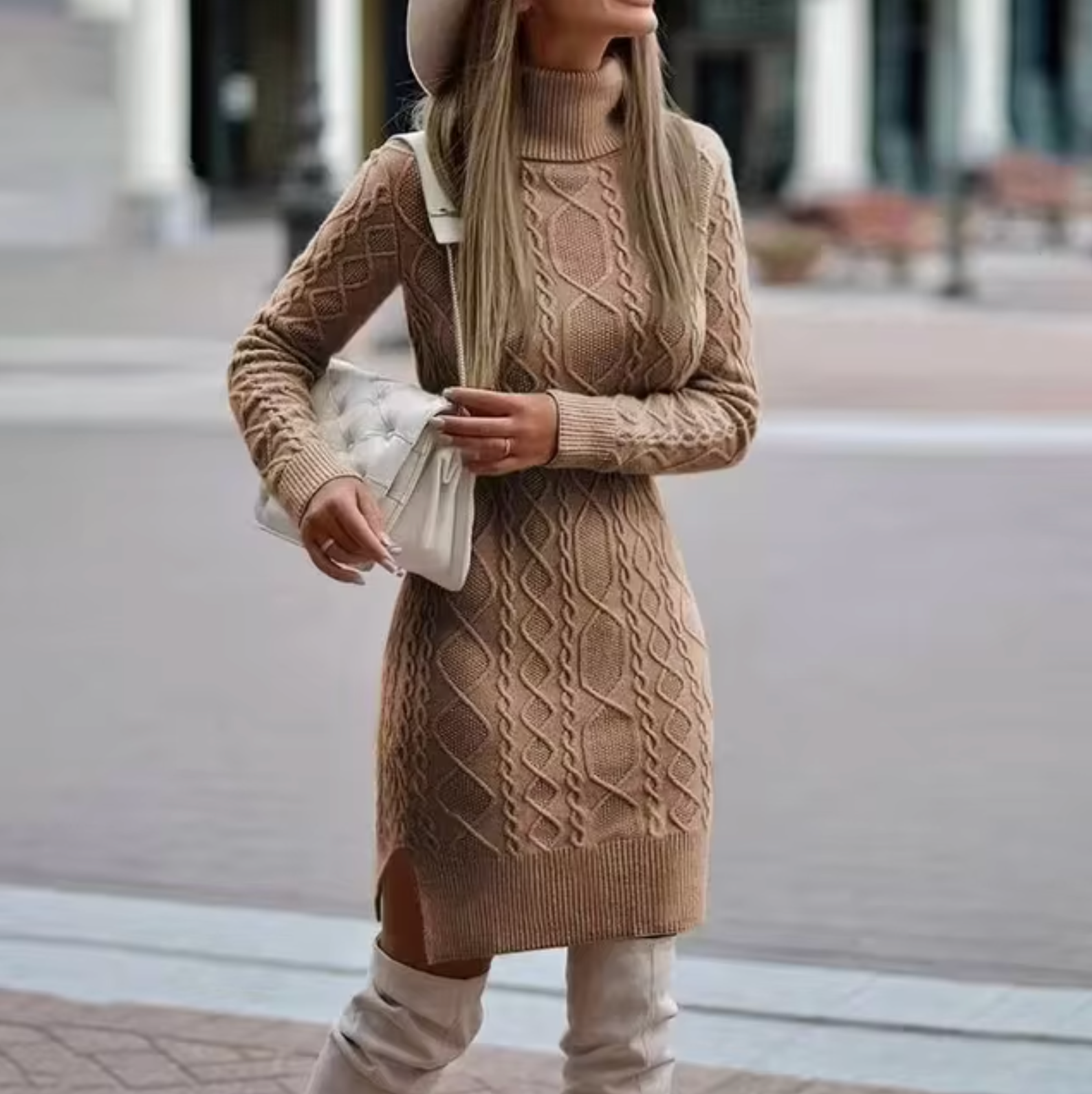 Luvo | Robe pull pour femme à manches longues – Longueur midi