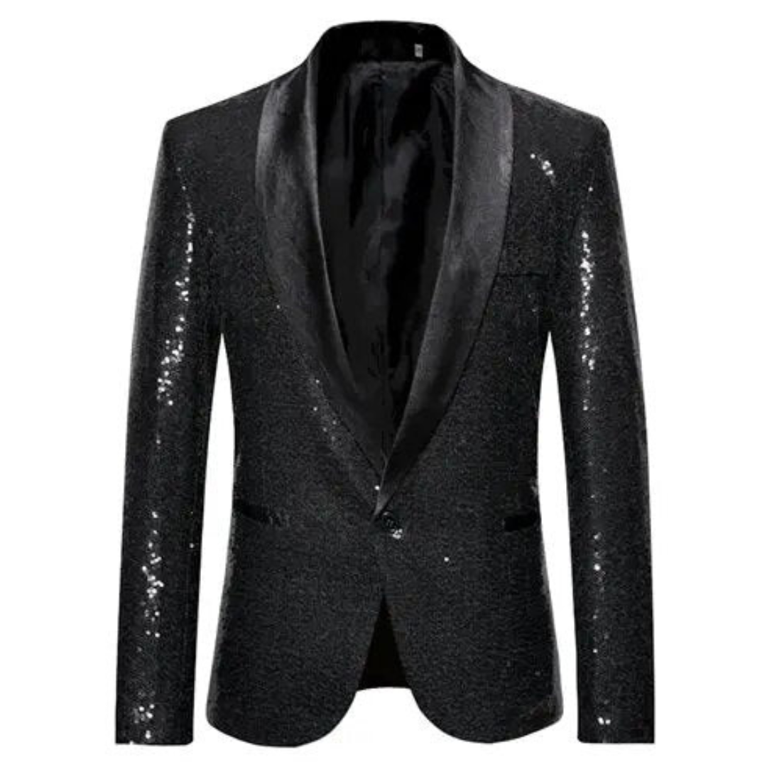Luvo | Veste Blazer pour Homme à Paillettes – Coupe Slim Style Smoking pour Occasions Festives