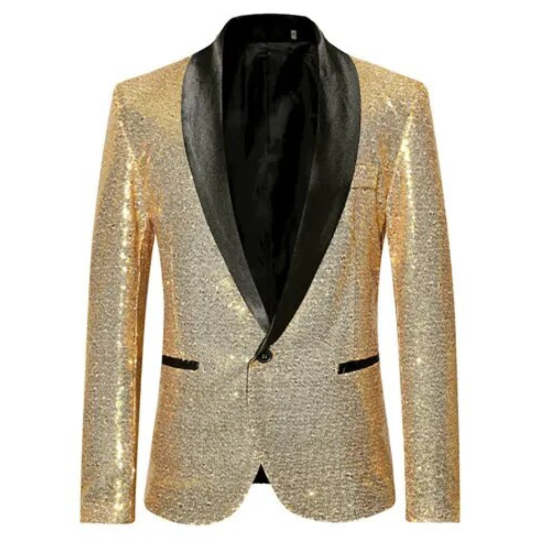 Luvo | Veste Blazer pour Homme à Paillettes – Coupe Slim Style Smoking pour Occasions Festives