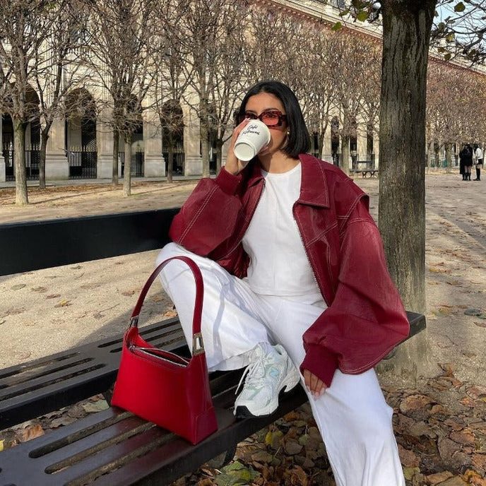 Luvo | Veste Rouge Élégante pour Femme – Coupe Oversize