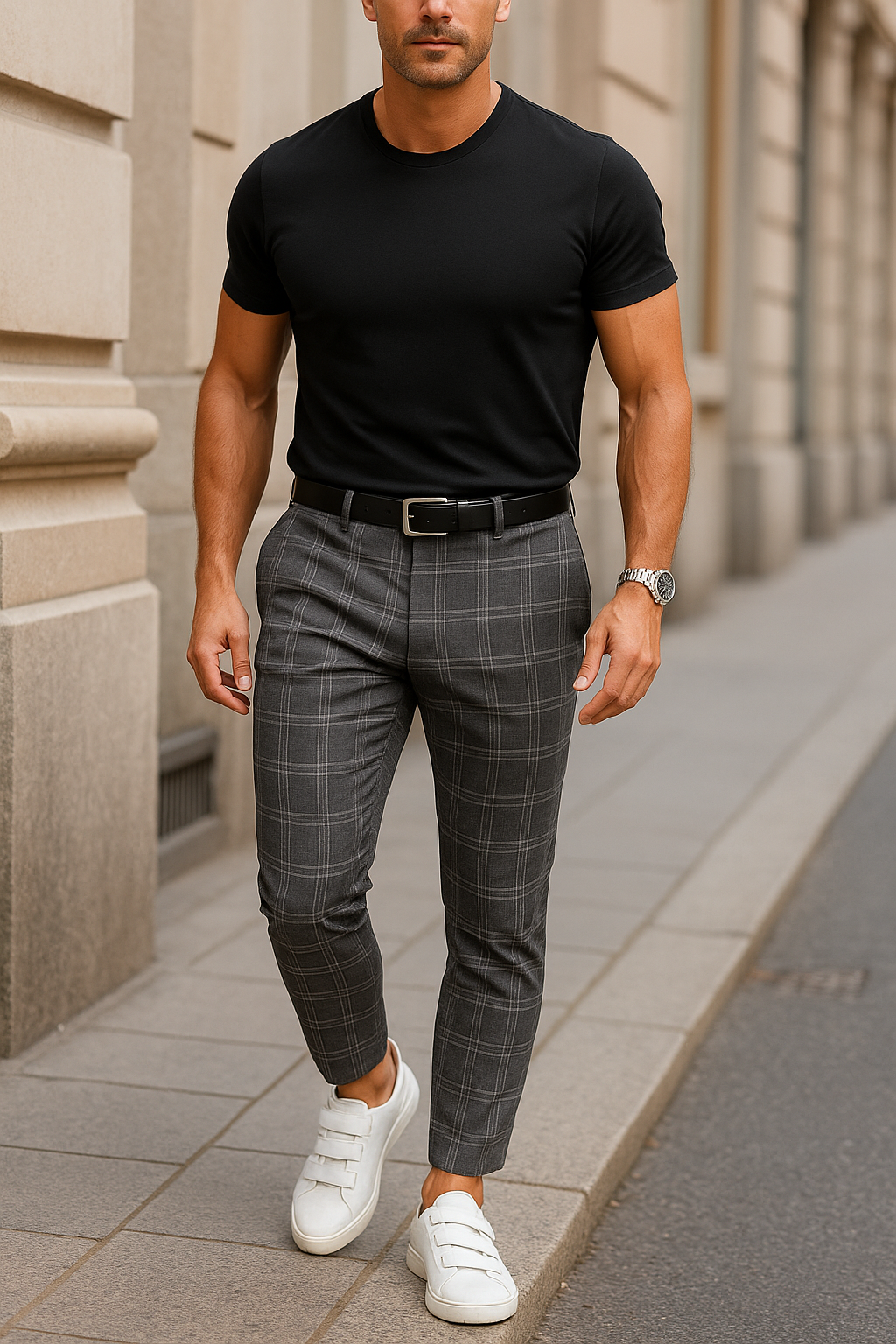 Luvo | Pantalon Homme Slim Fit à Carreaux avec Tissu Stretch
