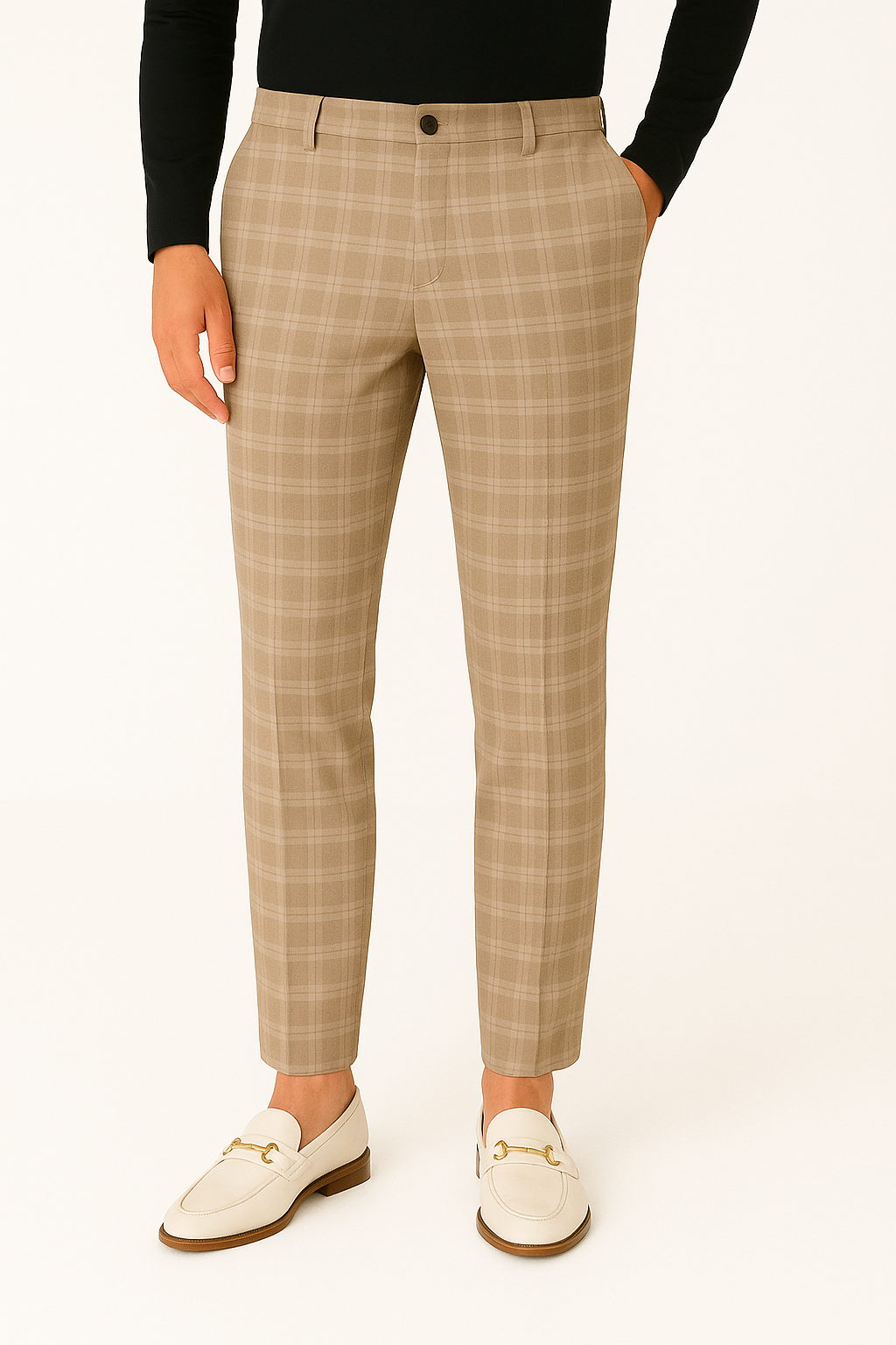 Luvo | Pantalon Homme Slim Fit à Carreaux avec Tissu Stretch