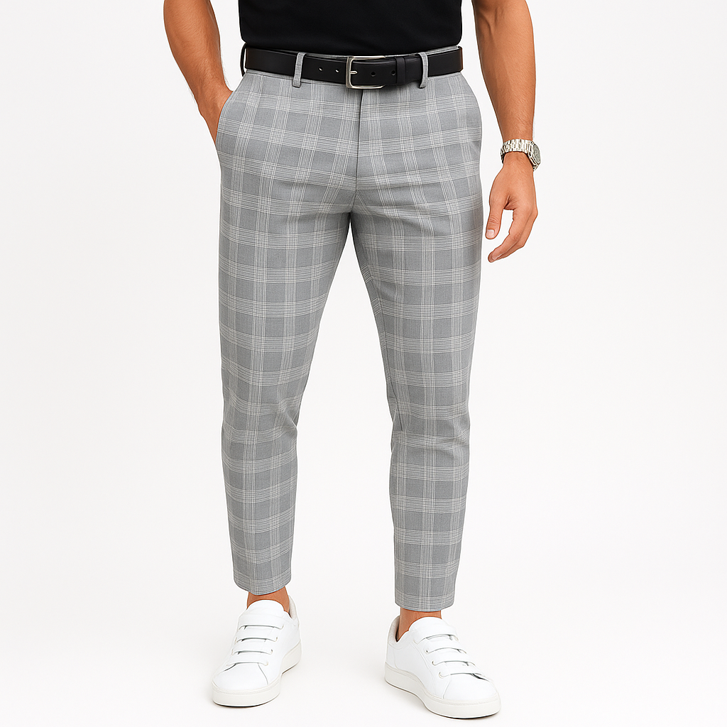 Luvo | Pantalon Homme Slim Fit à Carreaux avec Tissu Stretch