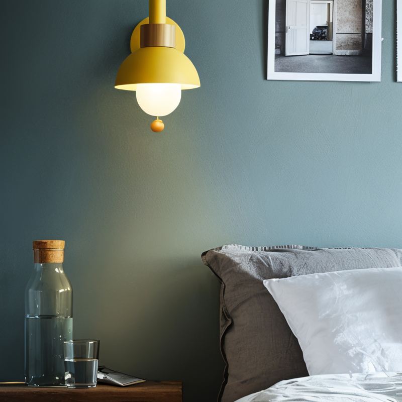 Luvo | Applique Murale PastelPop – Métal & Bois avec Interrupteur à Cordon