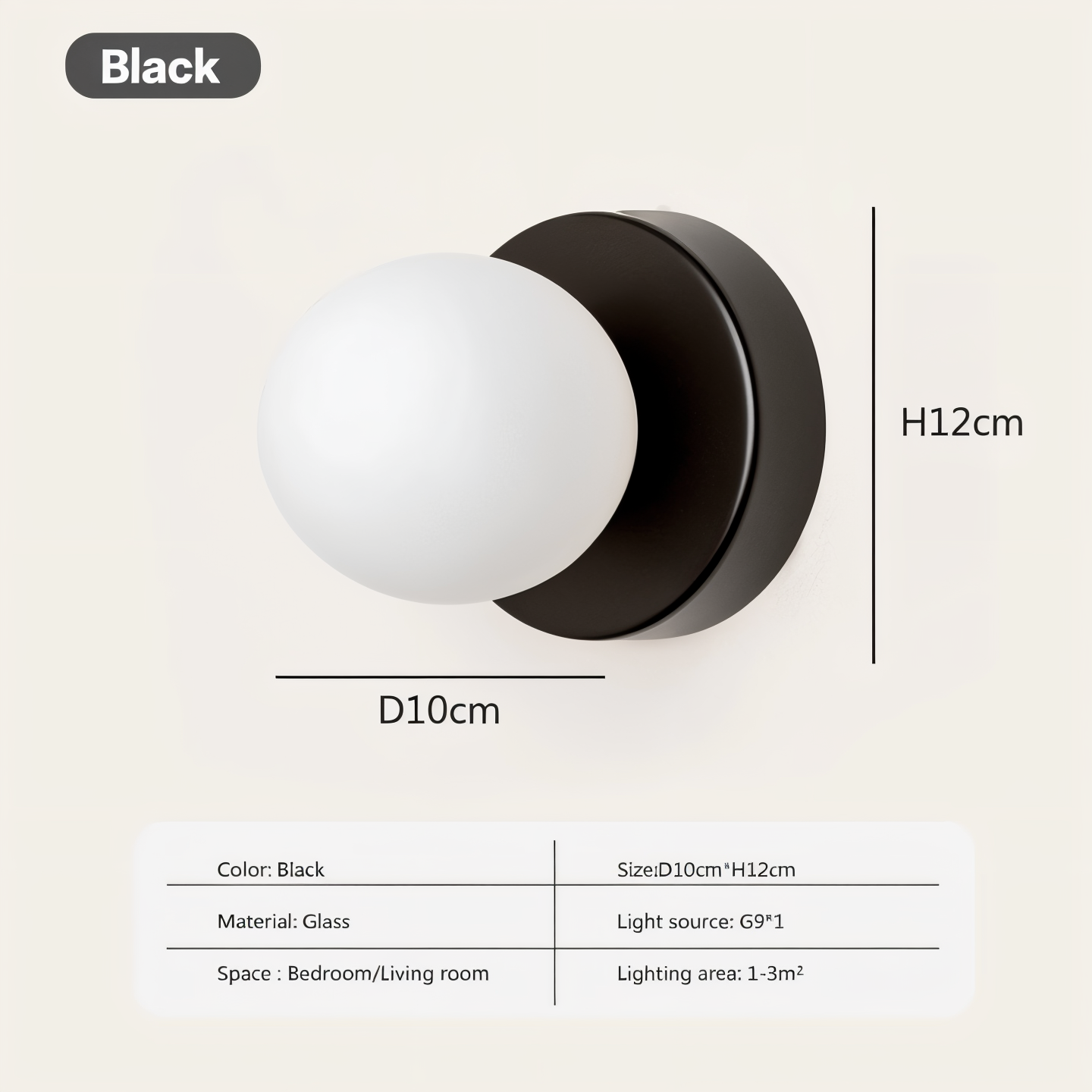 Luvo | Applique Murale à Globe en Verre Blanc – Éclairage LED Intérieur