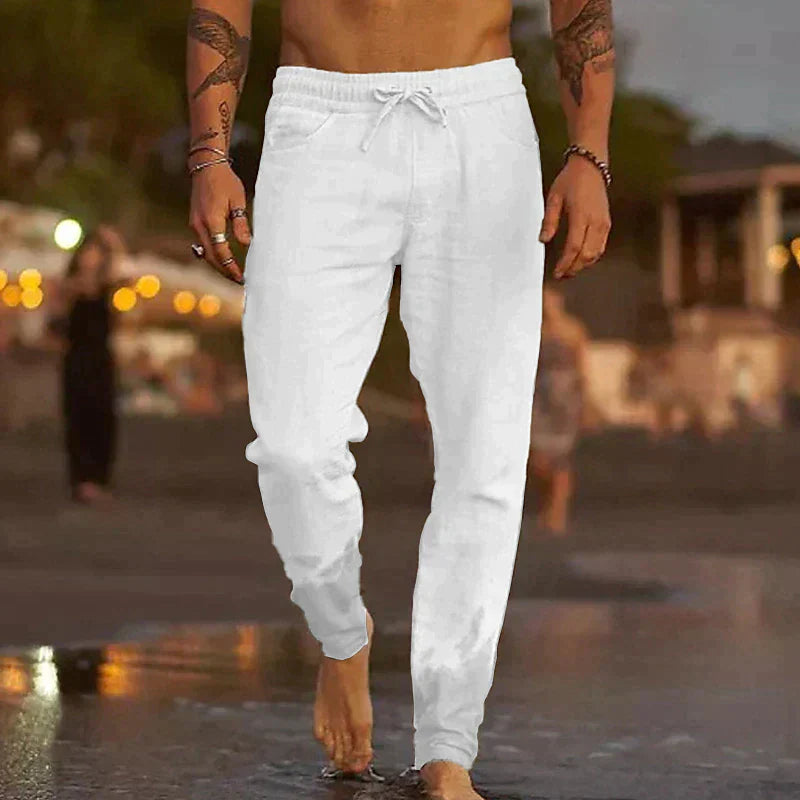 Luvo | Pantalon en Lin Décontracté pour Homme – Parfait pour les Journées Chaudes