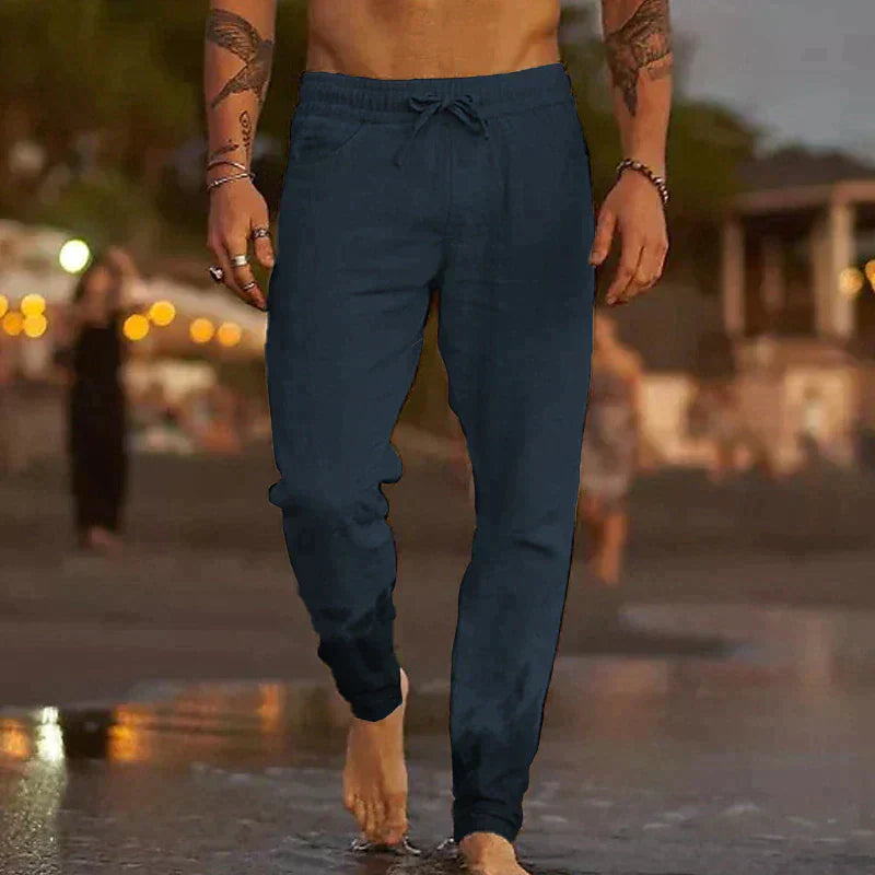 Luvo | Pantalon en Lin Décontracté pour Homme – Parfait pour les Journées Chaudes