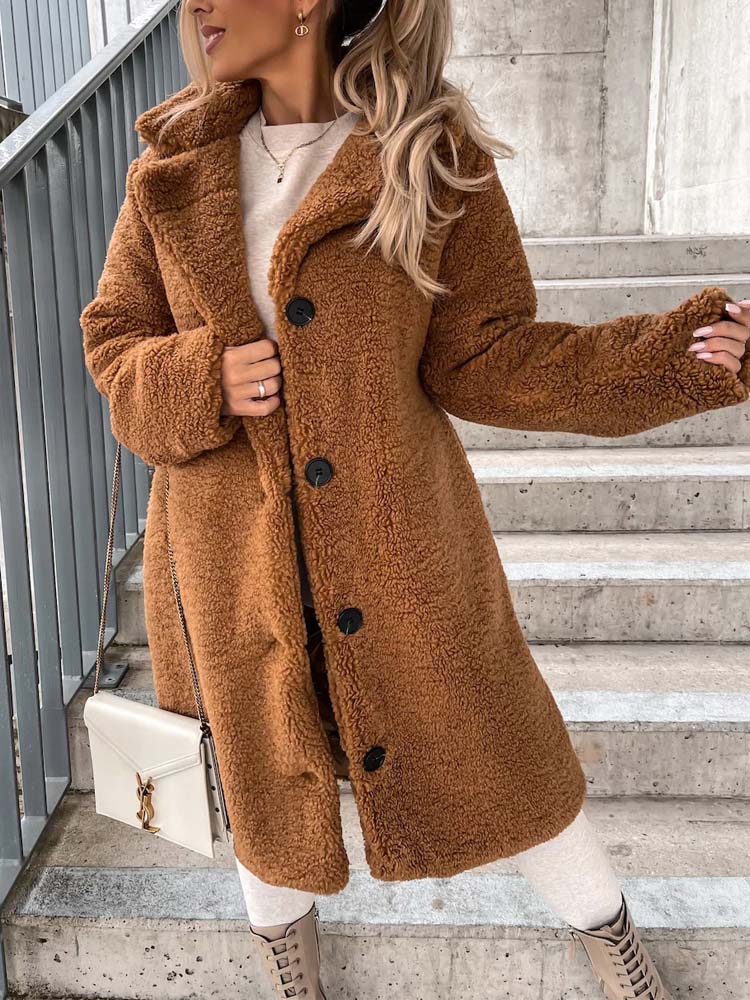 Luvo | Manteau Teddy pour Femme - Long Manteau Chaud en Matière Douce