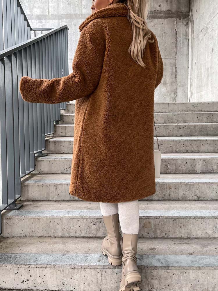 Luvo | Manteau Teddy pour Femme - Long Manteau Chaud en Matière Douce