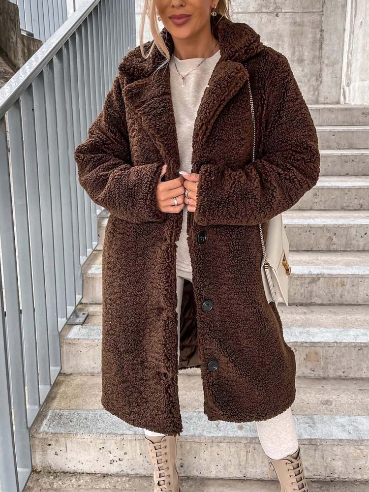 Luvo | Manteau Teddy pour Femme - Long Manteau Chaud en Matière Douce