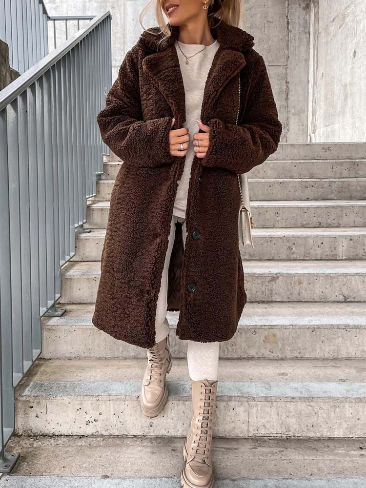 Luvo | Manteau Teddy pour Femme - Long Manteau Chaud en Matière Douce