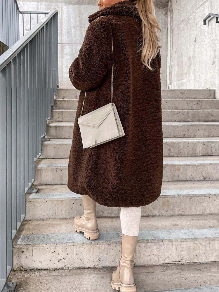 Luvo | Manteau Teddy pour Femme - Long Manteau Chaud en Matière Douce