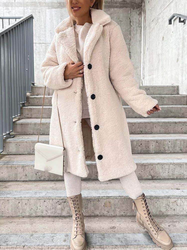 Luvo | Manteau Teddy pour Femme - Long Manteau Chaud en Matière Douce