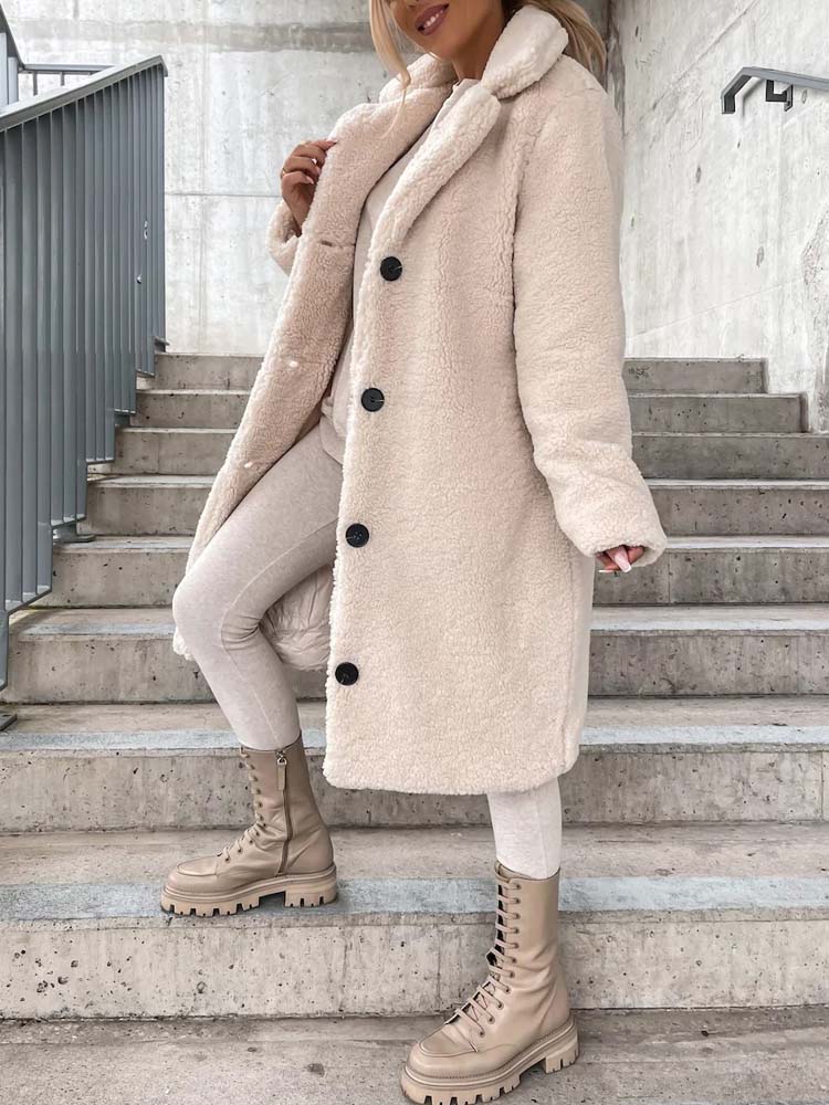 Luvo | Manteau Teddy pour Femme - Long Manteau Chaud en Matière Douce