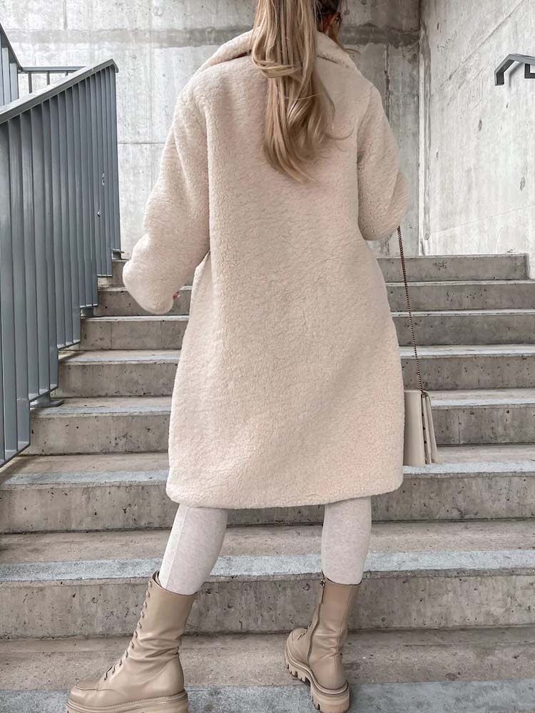 Luvo | Manteau Teddy pour Femme - Long Manteau Chaud en Matière Douce