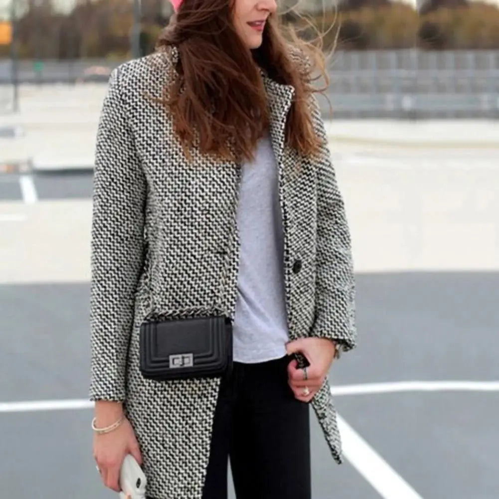 Luvo | Manteau pour Femme – Mélange de Laine à Motif Pied-de-Poule