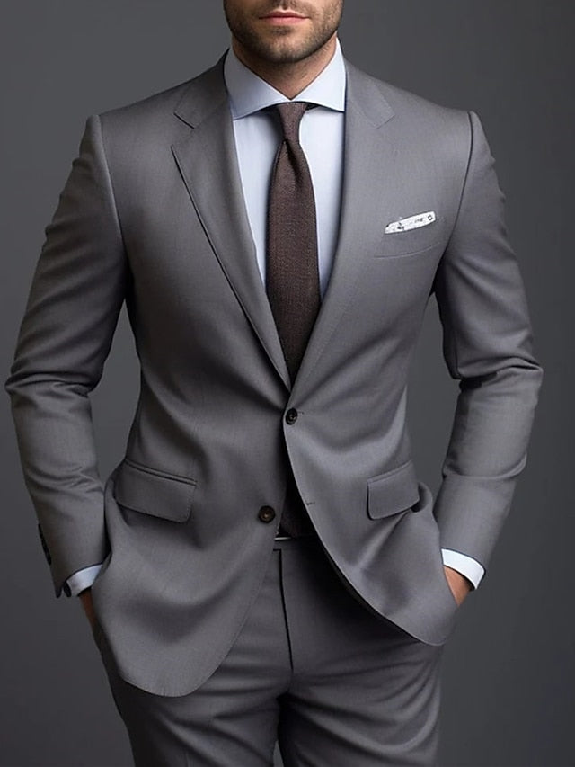 Luvo | Costume Homme Élégant Deux Pièces pour Mariages – Style Raffiné en Gris