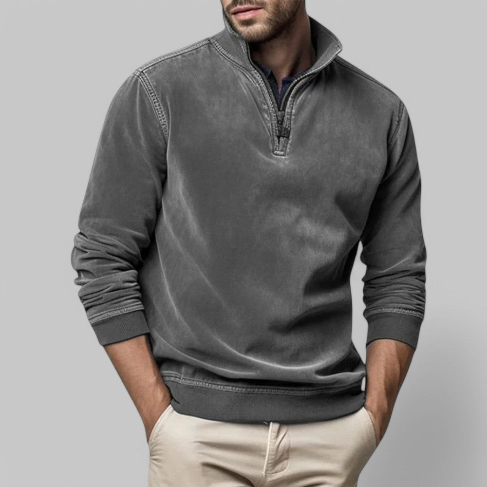 Luvo | Pull Zippé pour Homme – Mélange de Coton à Col Montant
