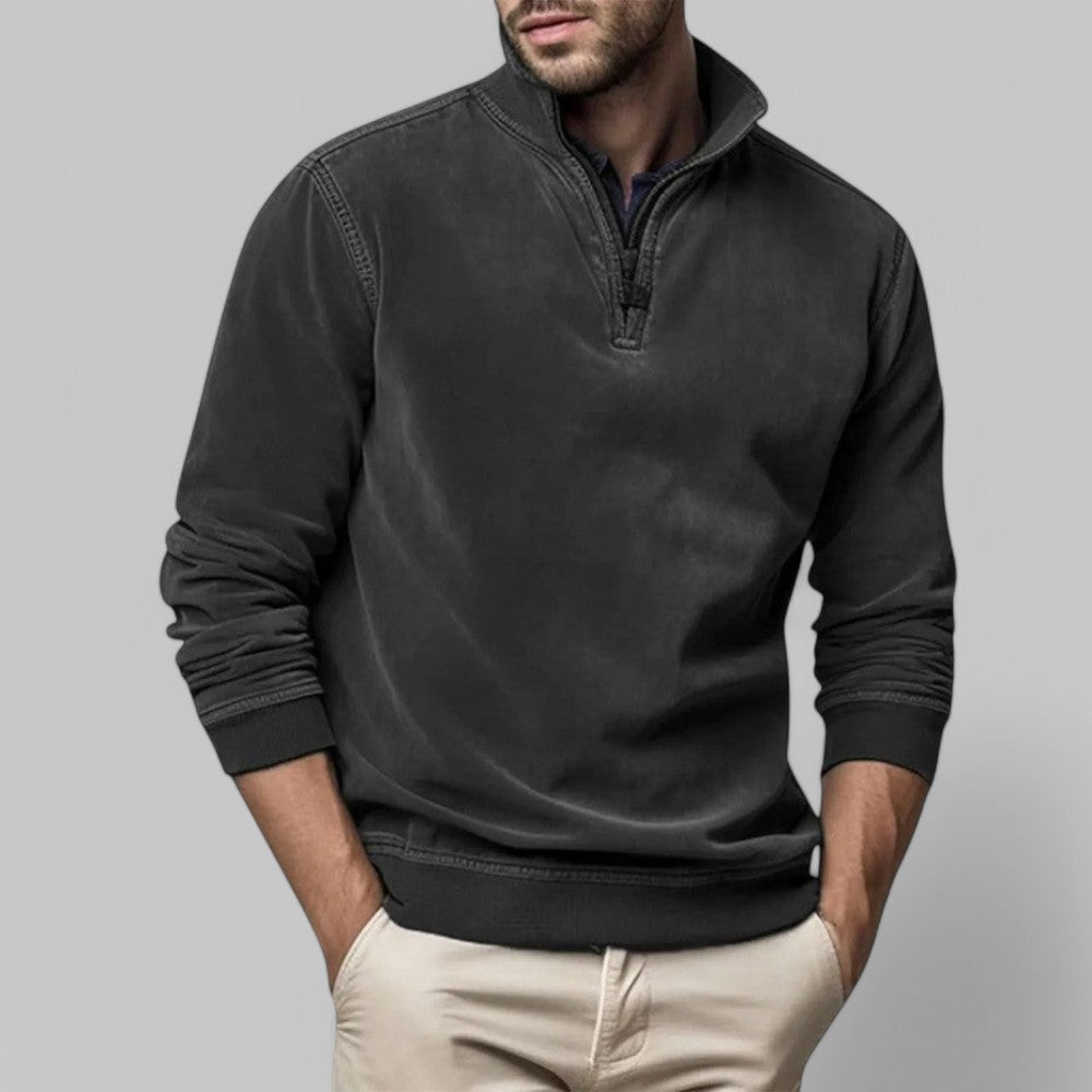Luvo | Pull Zippé pour Homme – Mélange de Coton à Col Montant
