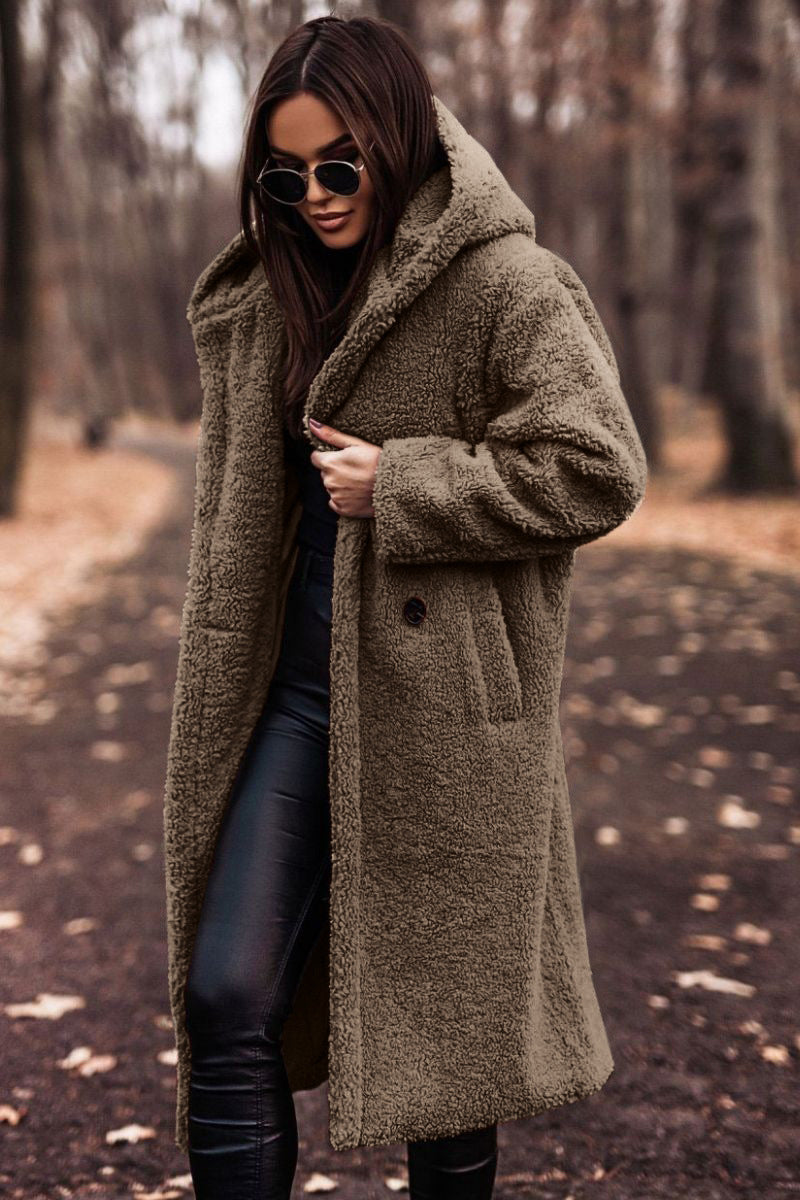 Luvo | Manteau Long en Teddy pour Femme avec Capuche