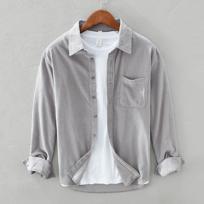 Chemise Rétro en Velours Côtelé pour Homme – Manches Longues