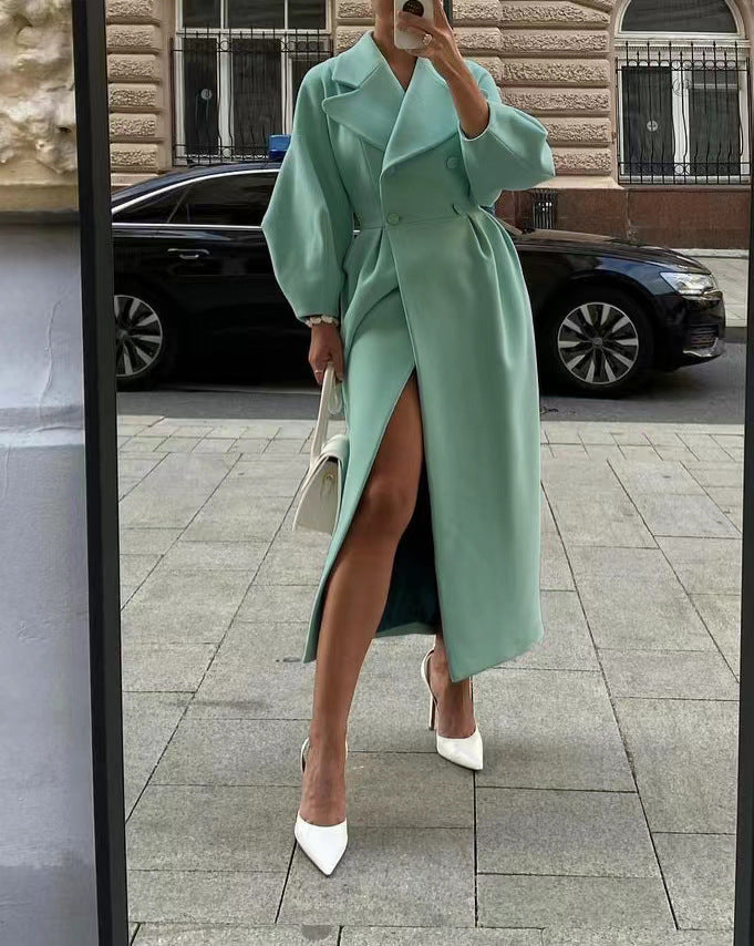 Luvo | Trench-coat long élégant pour femme avec col à revers