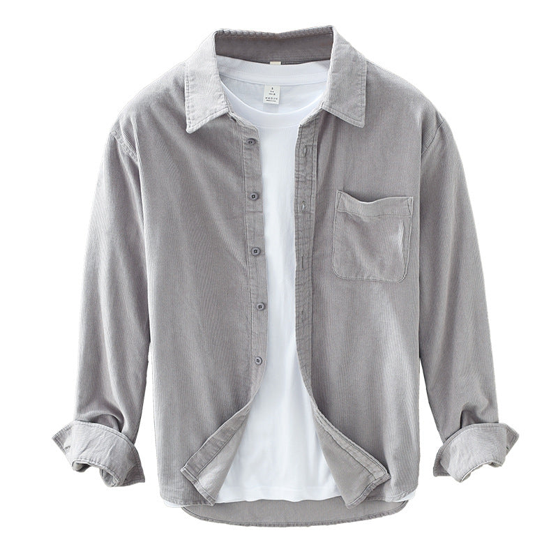 Chemise Rétro en Velours Côtelé pour Homme – Manches Longues