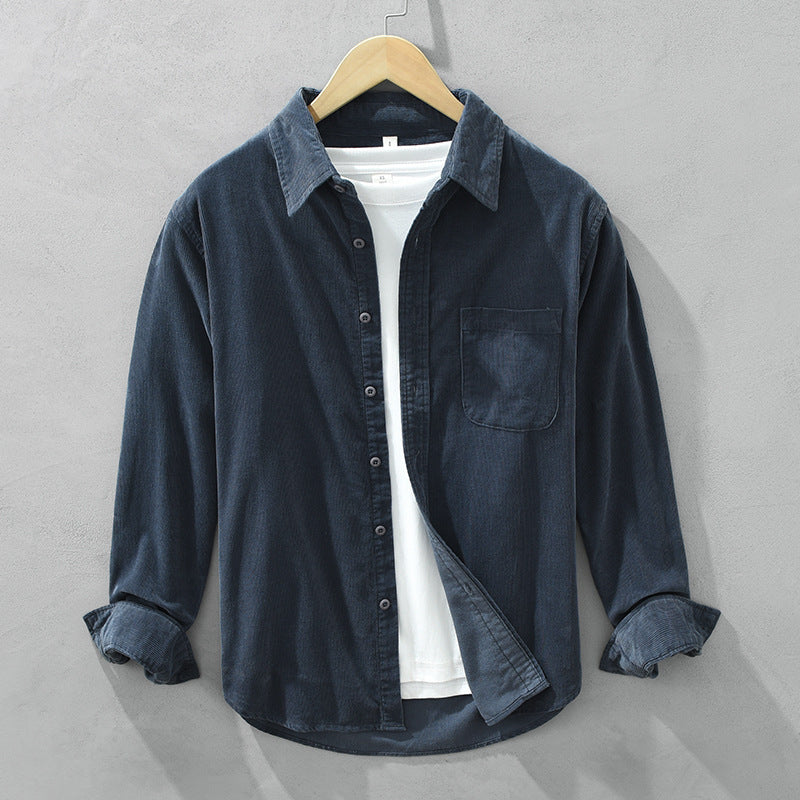 Chemise Rétro en Velours Côtelé pour Homme – Manches Longues