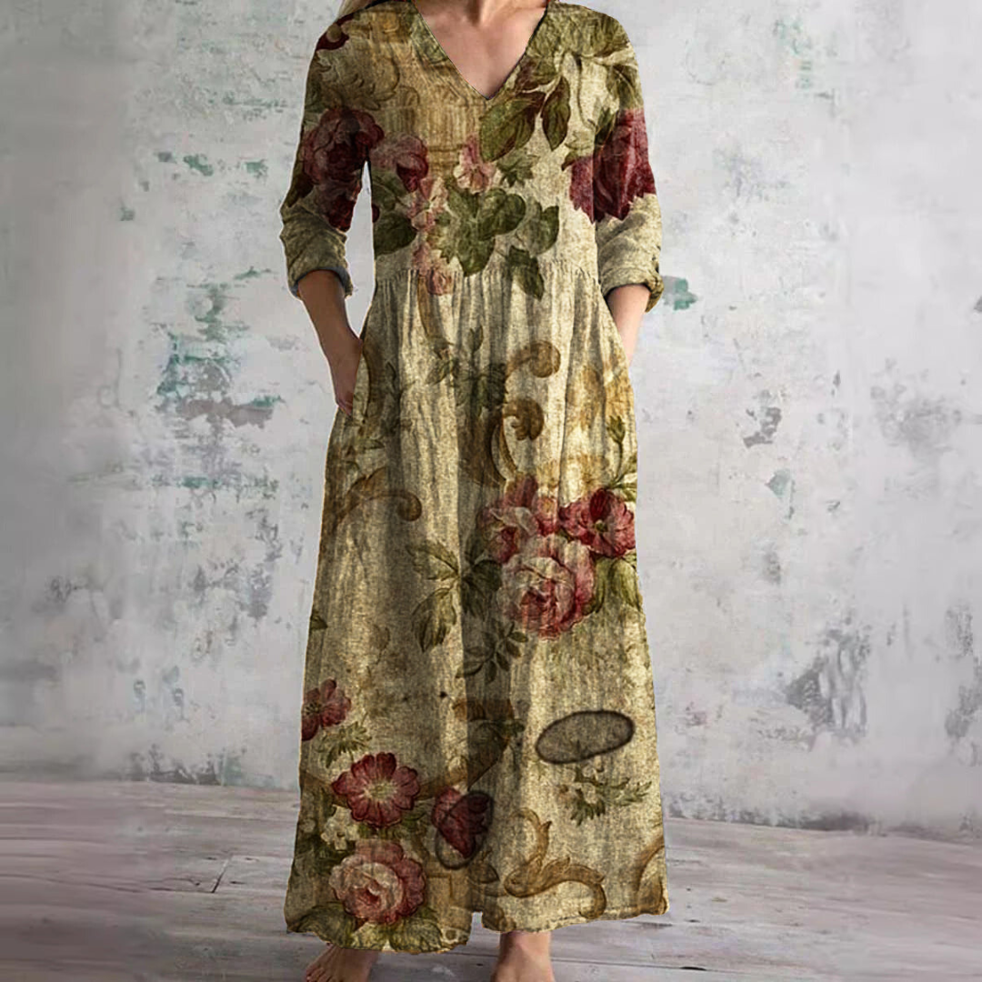 Luvo | Robe d’Été Femme – Col en V & Motif Fleuri pour un Look Estival