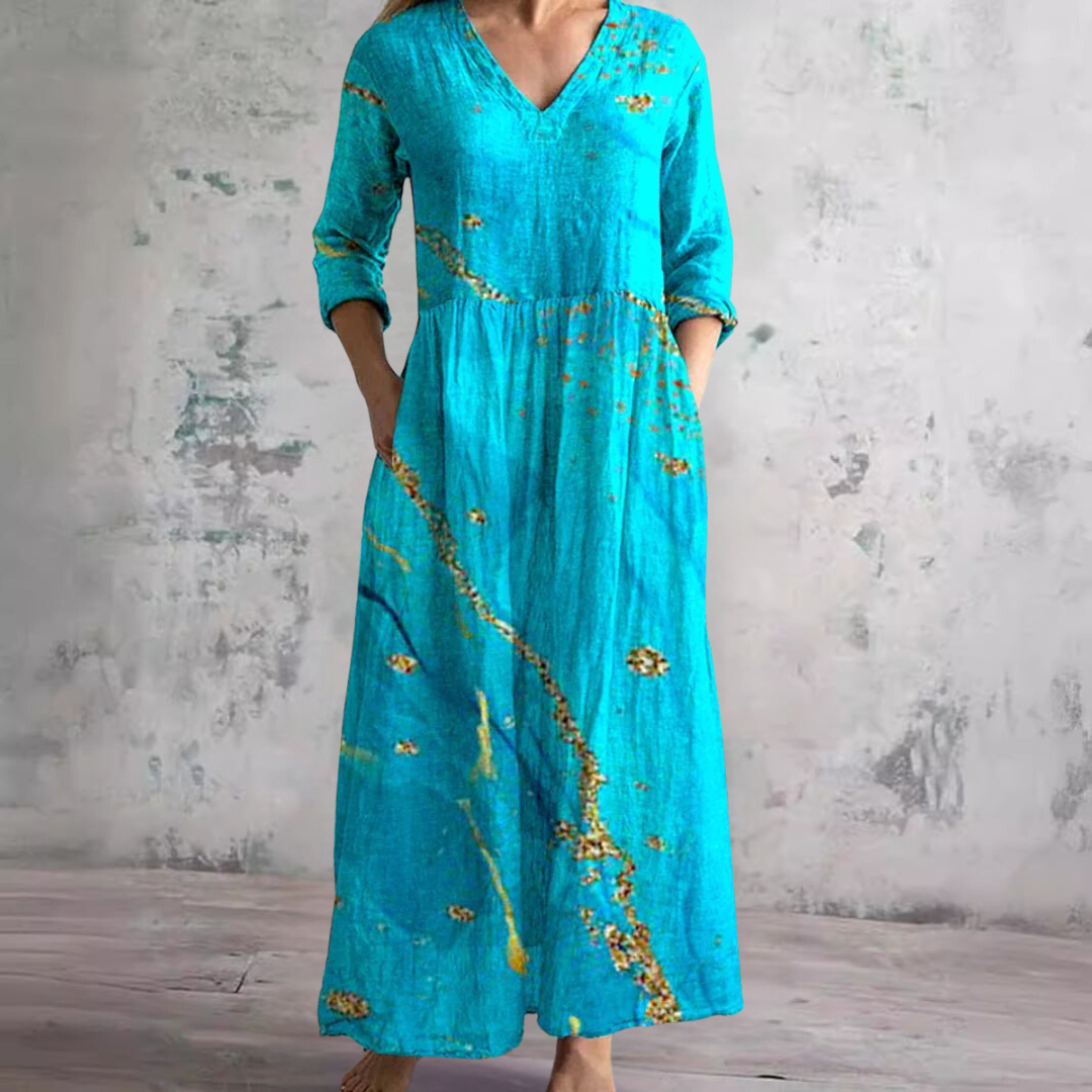 Luvo | Robe d’Été Femme – Col en V & Motif Fleuri pour un Look Estival