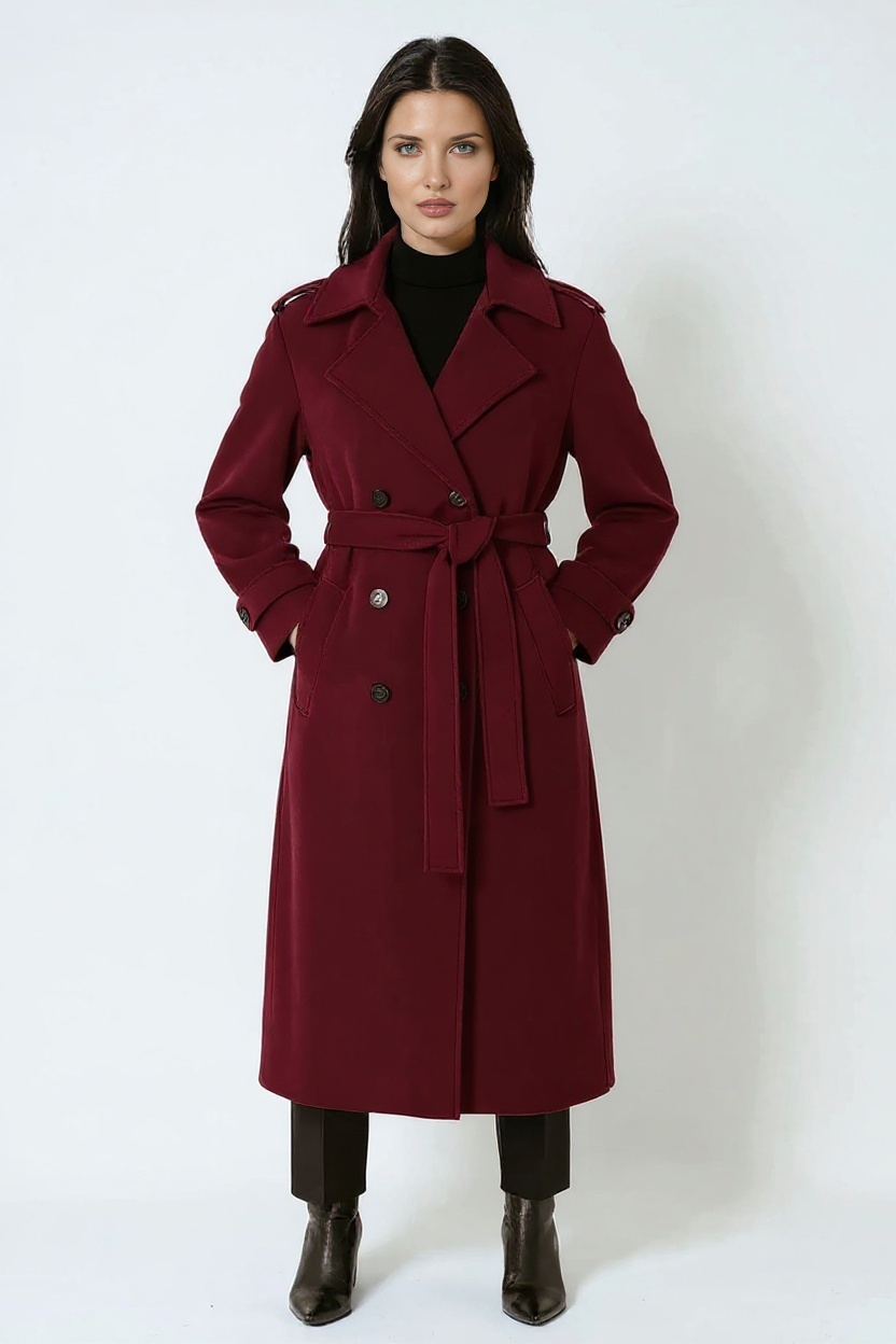 Luvo | Manteau d’Hiver Bordeaux Femme – Long et Chaud
