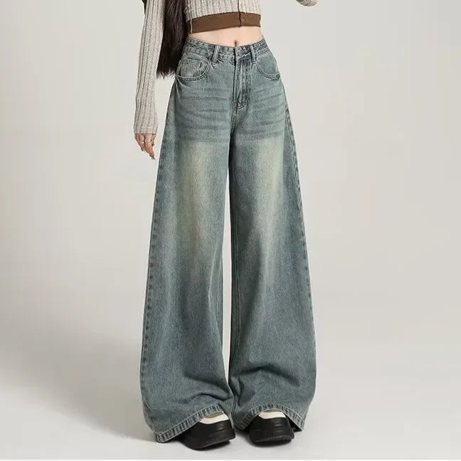 Luvo | Damen Stilvoll Baggy Jeans - Hohe Taille