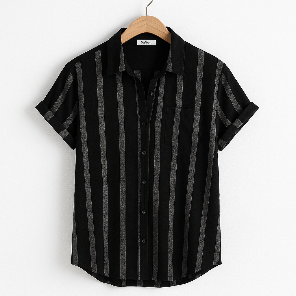 Luvo | Chemise en Lin Rayée pour Homme – Manches Courtes