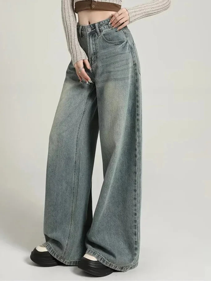 Luvo | Damen Stilvoll Baggy Jeans - Hohe Taille