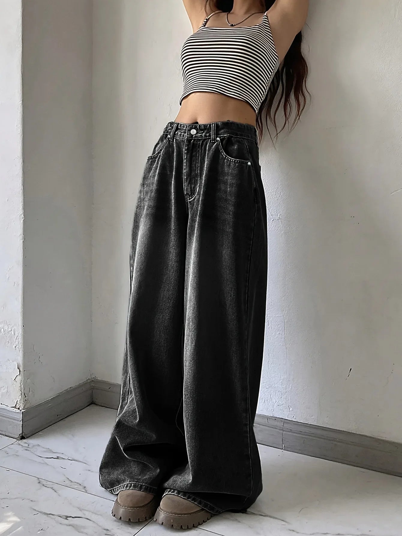 Luvo | Jean Baggy Tendance pour Femme - Jambes Larges