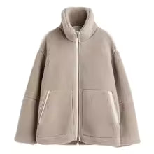 Luvo | Veste Femme en Tissu Teddy – Col Montant et Design Doux