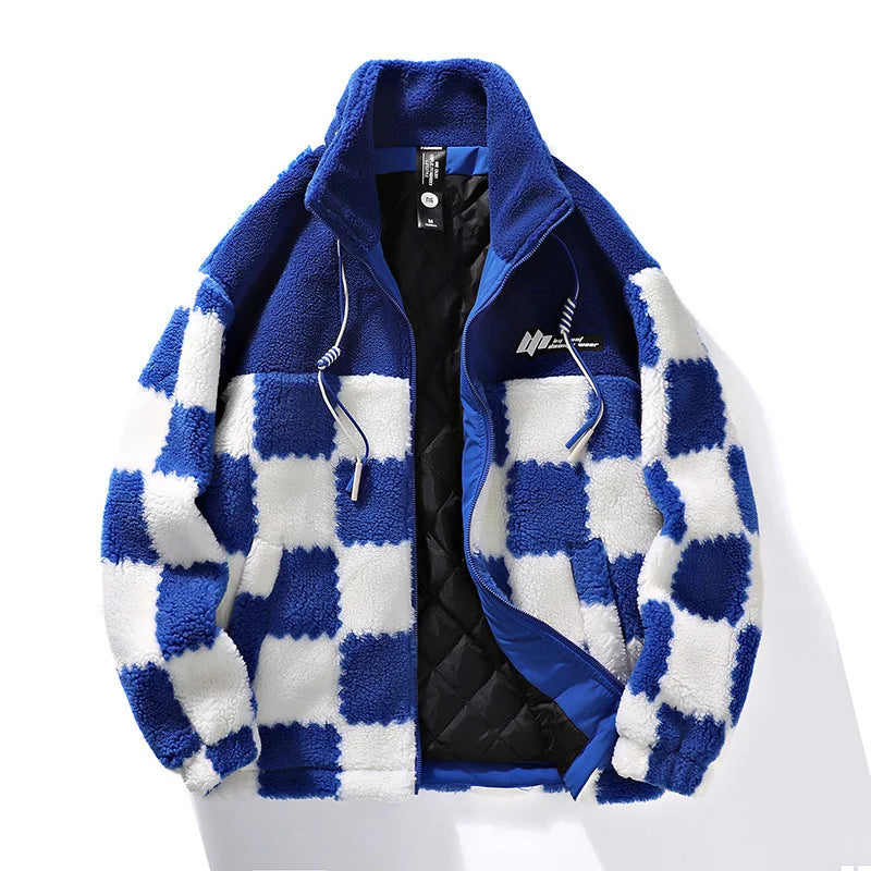 Luvo | Veste polaire à motif damier pour homme – Hiver