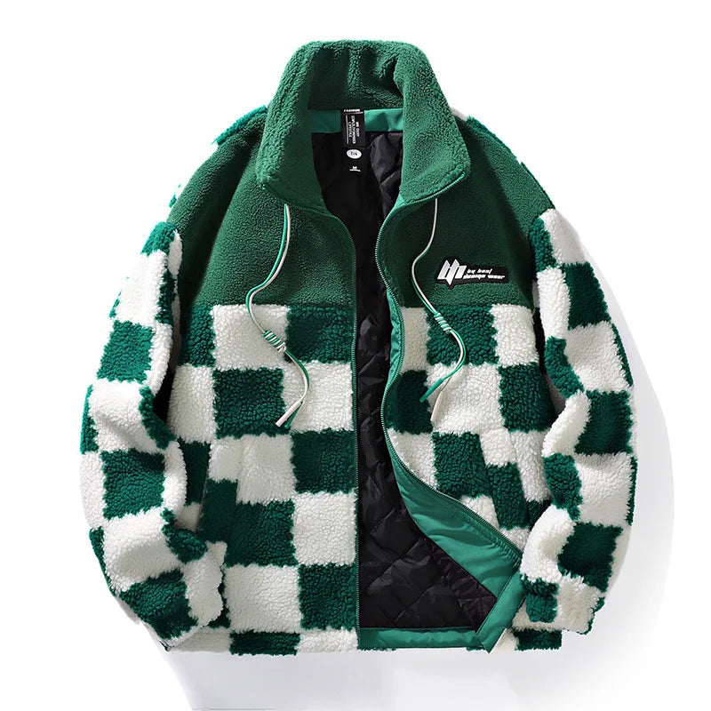 Luvo | Veste polaire à motif damier pour homme – Hiver