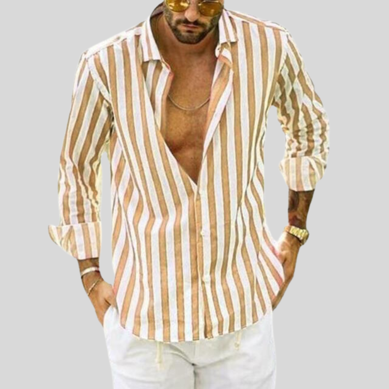 Luvo | Chemise Homme Ajustée à Rayures Manches Longues