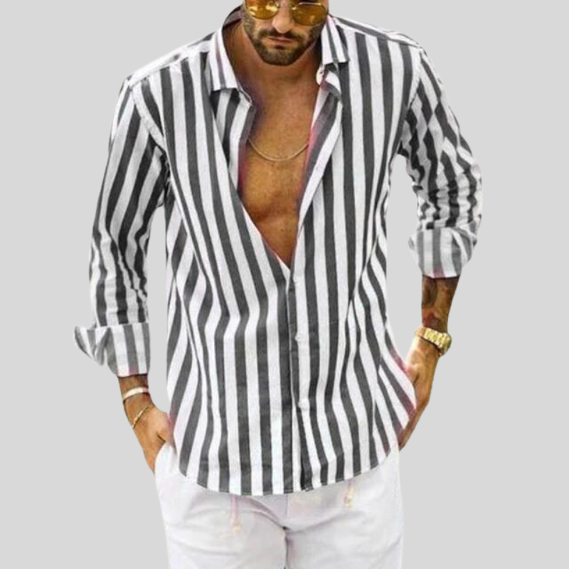 Luvo | Chemise Homme Ajustée à Rayures Manches Longues