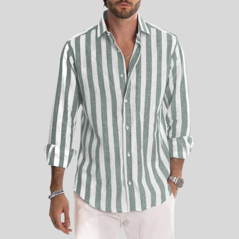 Luvo | Chemise Homme Ajustée à Rayures Manches Longues