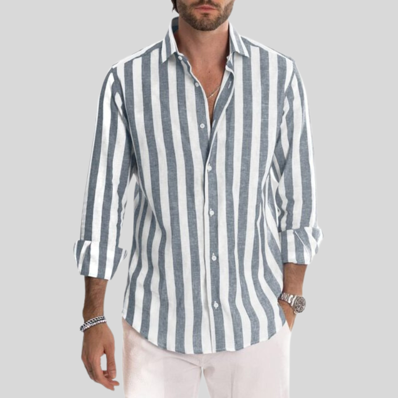 Luvo | Chemise Homme Ajustée à Rayures Manches Longues