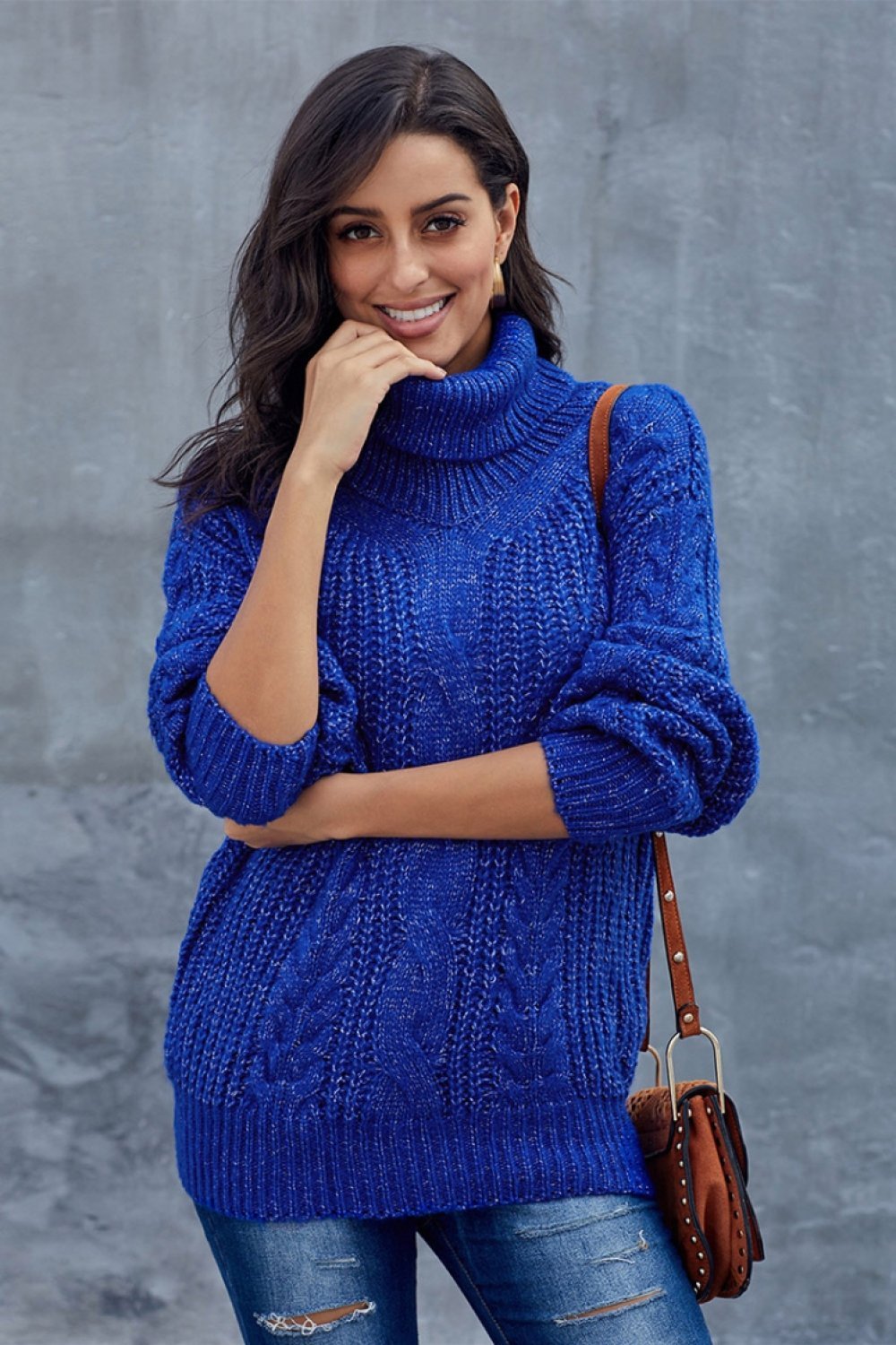Luvo | Pull pour femme à grosses mailles torsadées – Col roulé