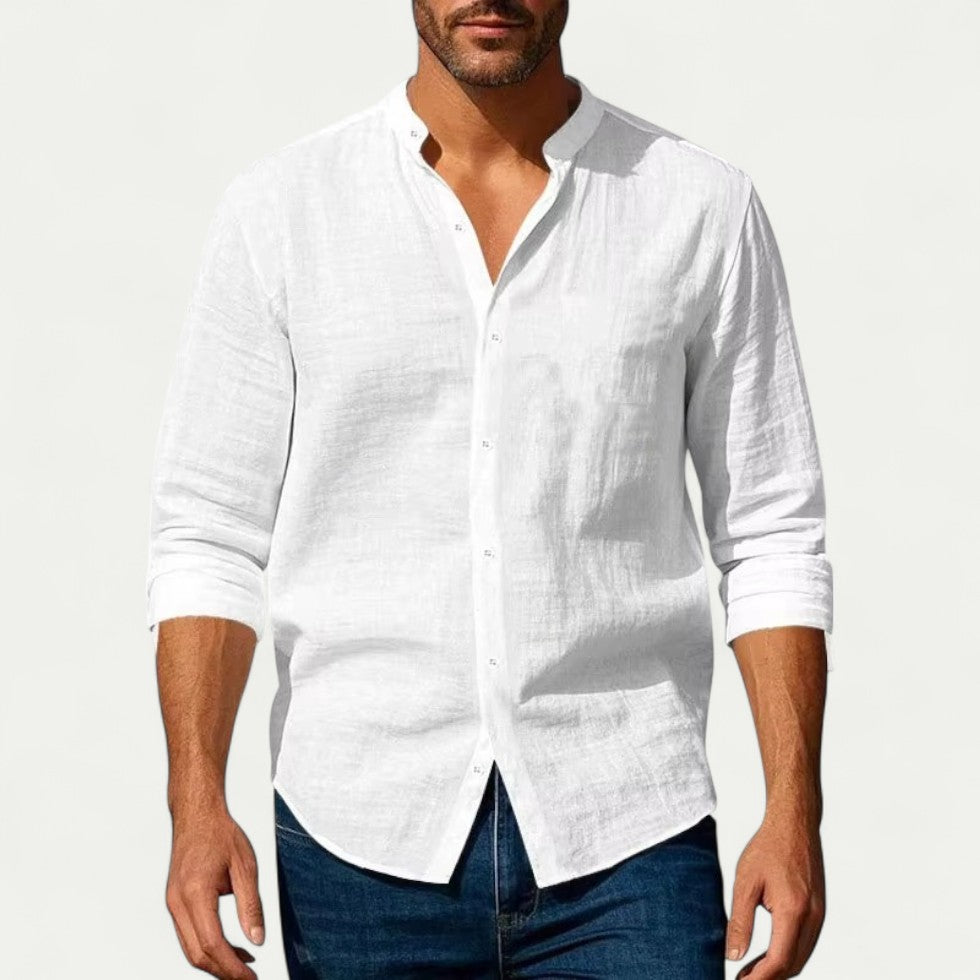 Luvo | Chemise Décontractée en Lin Mélangé à Manches Longues