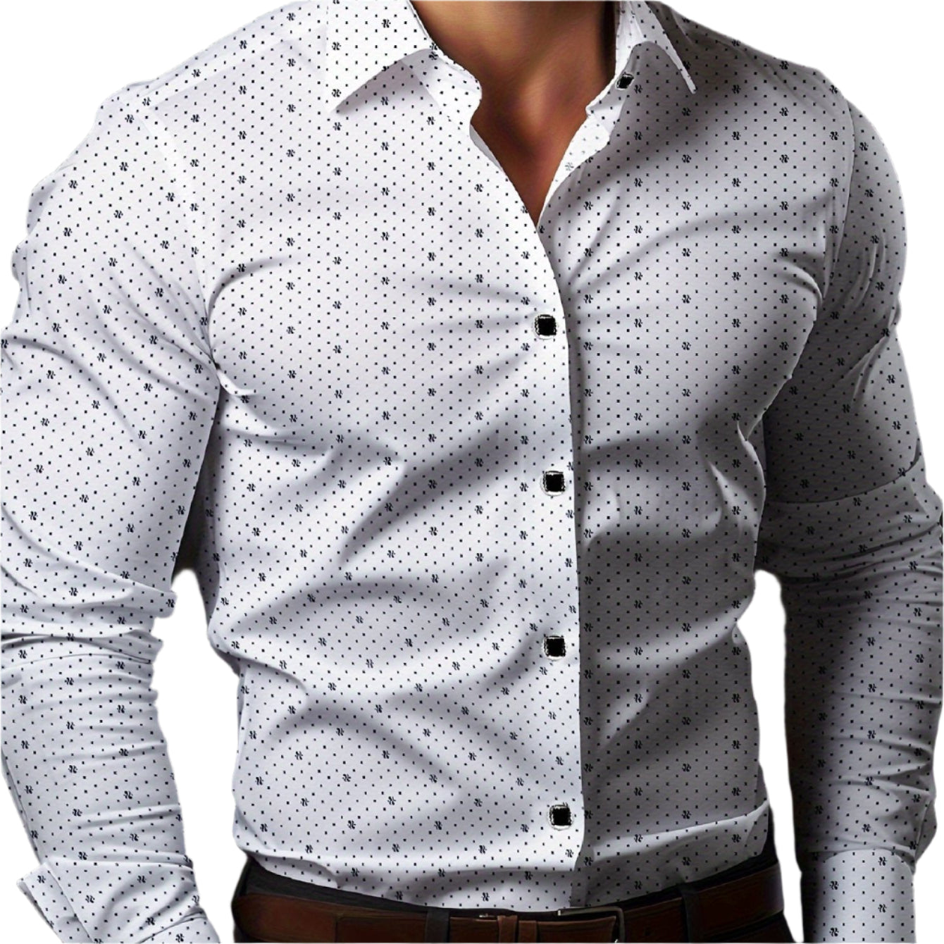 Luvo | Chemise Slim Fit pour Homme – Mélange de Coton à Imprimé à Pois