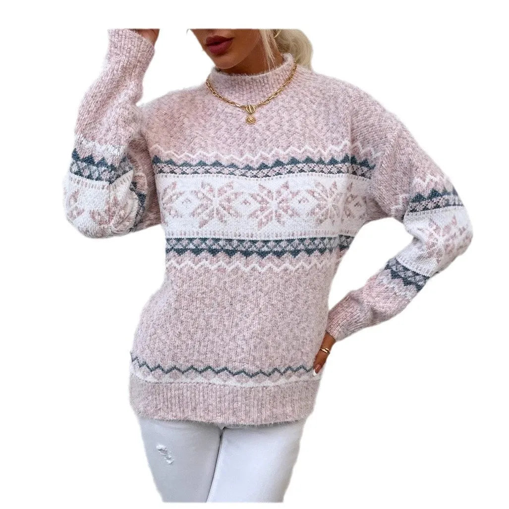Luvo | Pull pour Femme – Coupe Ample – Motif Flocon de Neige