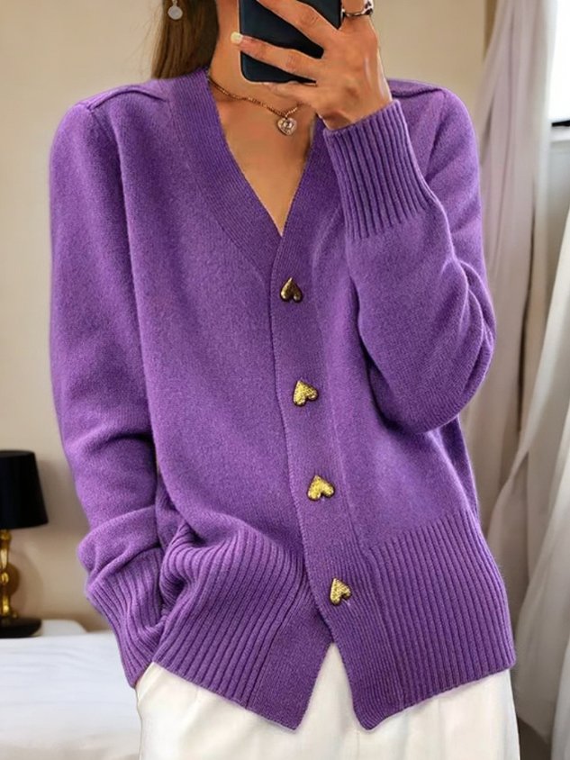 Luvo | Gilet Chaud pour Femme avec Boutons en Forme de Cœur