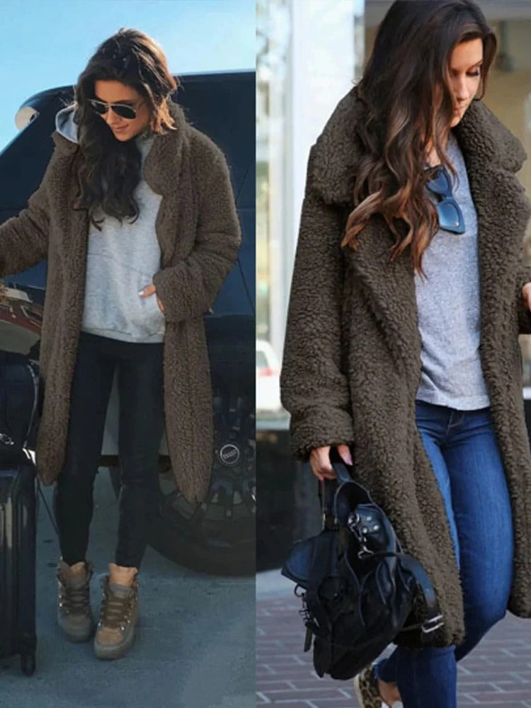 Luvo | Manteau Long en Teddy Chaud et Tendance pour Femme